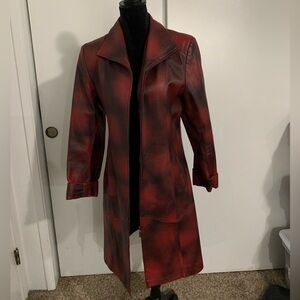 Genuine acid wash leather coat